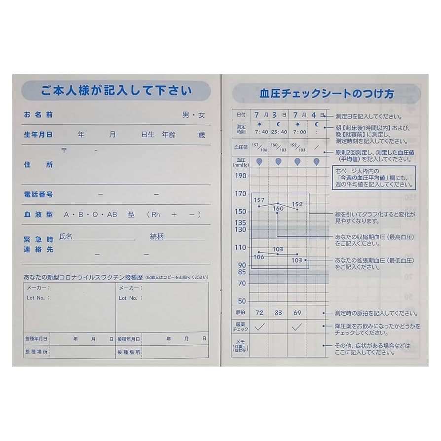 血圧手帳 f7f96b784042147d182392e07d6325